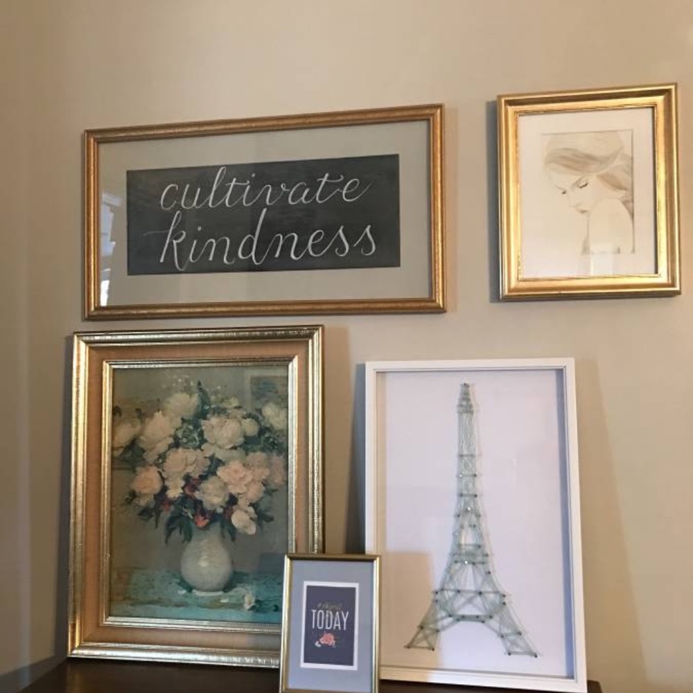 Cultivate Kindness large wall decor art sign gold frame chalkboard glass - Picture 3 of 5